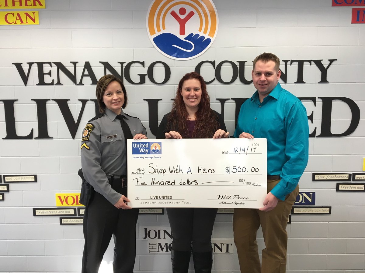 PSPTroopEPIO's tweet photo. Thank you @unitedwayvc for supporting Venango County Shop With a Hero https://t.co/fRzVRtVbid