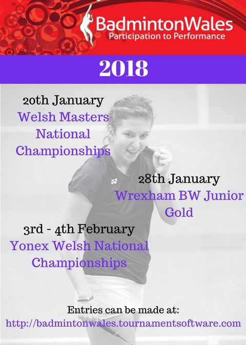 BadmintonWales's tweet photo. EVENTS UPDATE | The closing date for the @NEWBAwales Wrexham Junior Gold has been brought forward to the 20th January! 
Don’t miss out! Enter online here https://t.co/yGzOu5XBvr #BWevents #BWplayer #BWgold https://t.co/tmwvq0gs3B