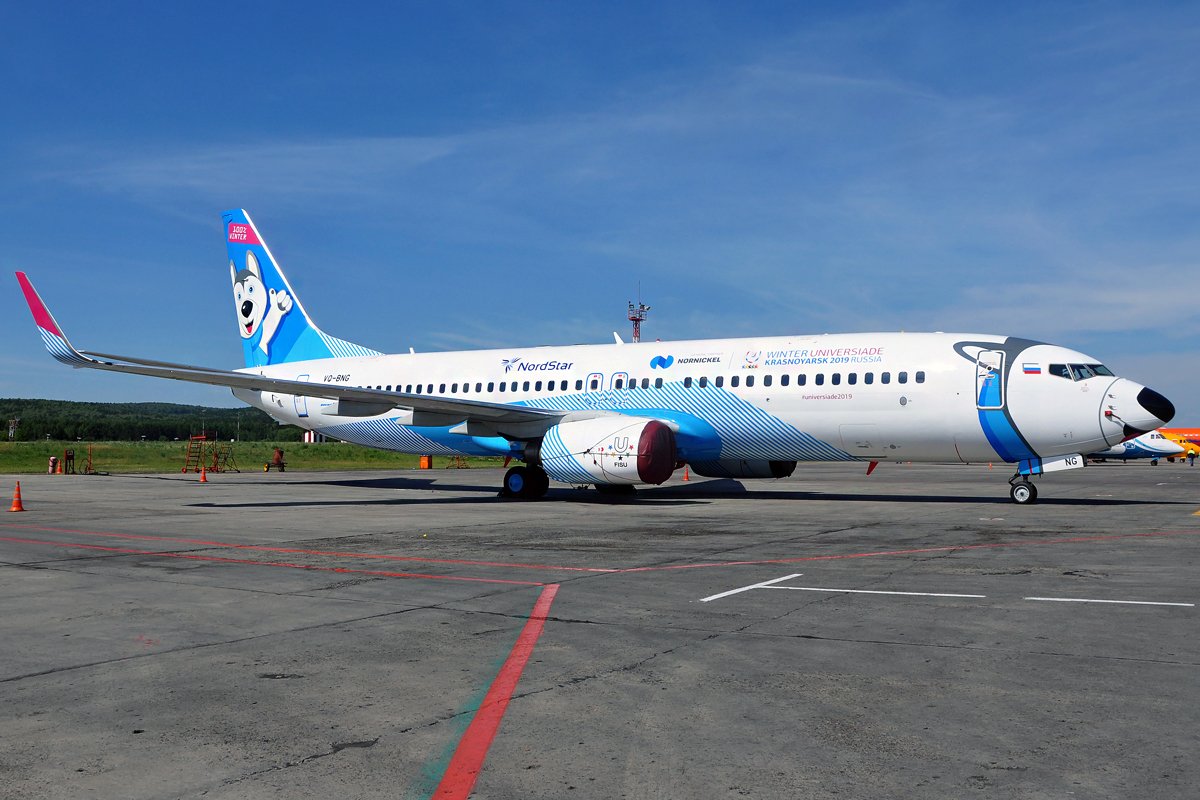 MaximGolbtaiht's tweet photo. U-laika в Красноярске 
VQ-BNG - NordStar Airlines - Boeing 737-86J(WL) 

#NordStar #NordStarAirlines #Boeing #b737 #Boeing737 #taymyr #unkl #kja #yemelyanovo #krasnoyarsk #ulaika #spotting #mespotter #avgeek #megaplane #sibspotting #universiade https://t.co/D4qnqQfDvy