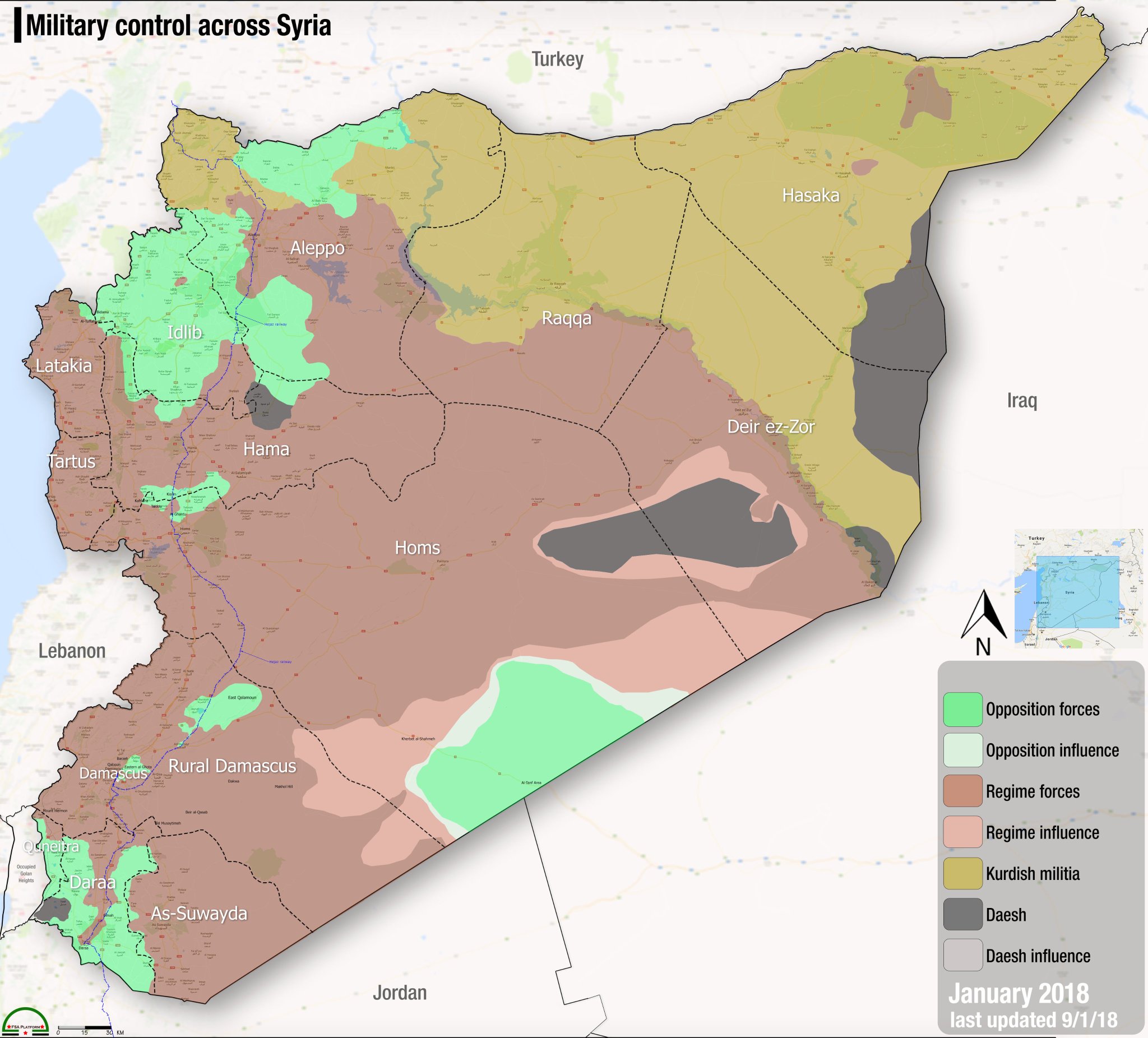 Fsa News Auf Twitter New Map Syria Newly Updated Breakdown Of Military Control Across The Conflict Parties In Syria