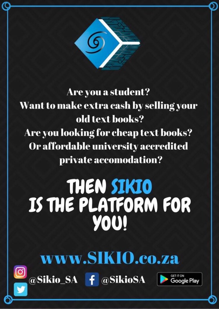 BathuNgcolosi's tweet photo. Hi guys.
I'll be on @METROFMSA today at 16:15 speaking about our platform #Sikio so if you're a student, please do tune in 🙏🏾
@Sikio_SA
Please RT for awareness https://t.co/HIqIXc8d5t