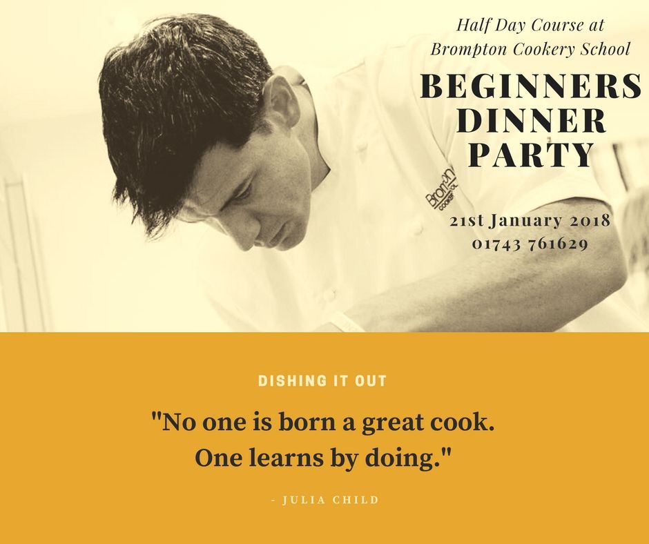 BromptonCookery's tweet photo. Our Spring courses are up and running - do you fancy learning some new culinary skills? Why not try the Beginners Dinner Party Half Day Course and learn some new skills for entertaining. Book now on 01743 761629. #cookingcourse #beginnerscooking #cookerycourse #cookeryschool https://t.co/JlSR1zBRzO