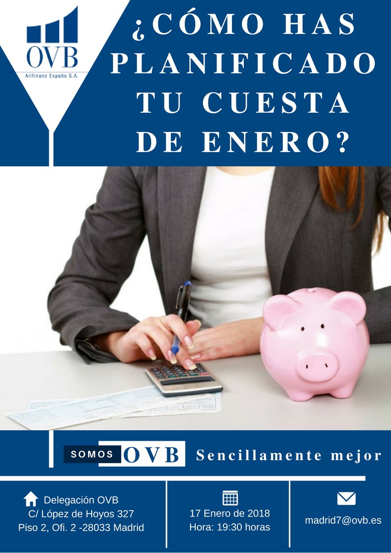 📢Anticiparse y planificar, de esto dependerá en buena medida la salud de nuestras finanzas durante el resto del año.
Conoce OVB :🏢 Oficina Lopez de Hoyos nº327. Madrid 🗓17 Enero 🕣 19.30hrs