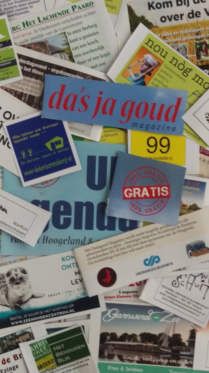 Aan de slag met het Dasjagoud Magazine van februari 2018.
Deze gratis #uitagenda, die maandelijks verschijnt, wordt mogelijk gemaakt door advertentie inkomsten en sponsoren.
Doet u (ook) weer mee?
info@dasjagoud.nl
Retw. is aardig
