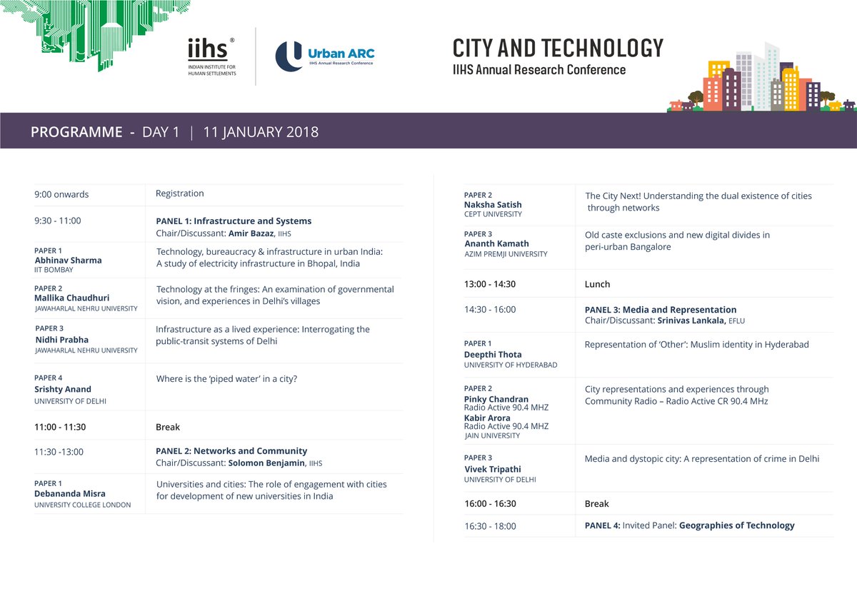 iihsin's tweet photo. #UrbARC, our annual #researchconference begins tomorrow! Join us over the next 3 days for panels on technology and cities. Open to all! Schedule for Day 1 below. If you can't make it to #IIHSin, watch the panels live here: https://t.co/N2Rc5ryROk https://t.co/idaRg0s4d1