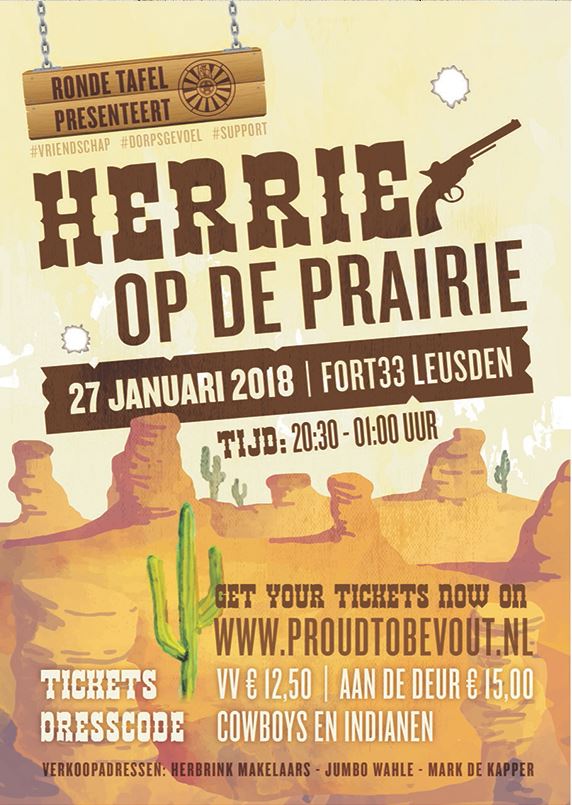 Zaterdag 27 januari is het weer zover: <a href="/Fort33Leusden/">Fort33</a> wordt omgetoverd tot een prairie tijdens de #proudtobevout disco by <a href="/RT128Leusden/">Nederlandsche Tafelronde 128 Leusden</a>! Trek de #cowboys en #indianen outfits dus maar uit de kast. Nog geen ticket? Bestel ze hier: proudtobevout.nl/tickets/proud-…