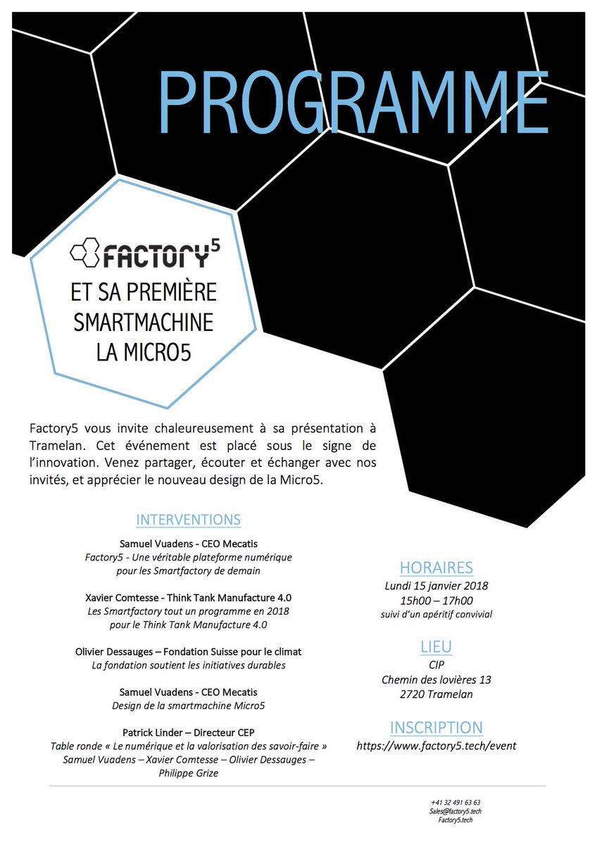 Factory5tech's tweet photo. J-5 avant notre présentation de la plateforme Factory5 https://t.co/3vVPyCji2h Attention nous avons déplacé l’événement au CIP de Tramelan... Profitez il reste 15 billets! https://t.co/WjFnXBAyfq