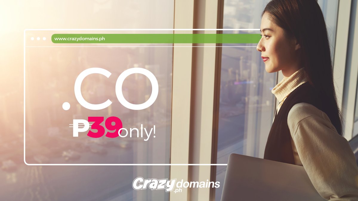 crazydomainsph's tweet photo. Show the world your company means business! Get your .CO domain now for only P 39!

Click here: https://t.co/9NPsP7GvLJ https://t.co/OJ15GdsJxI