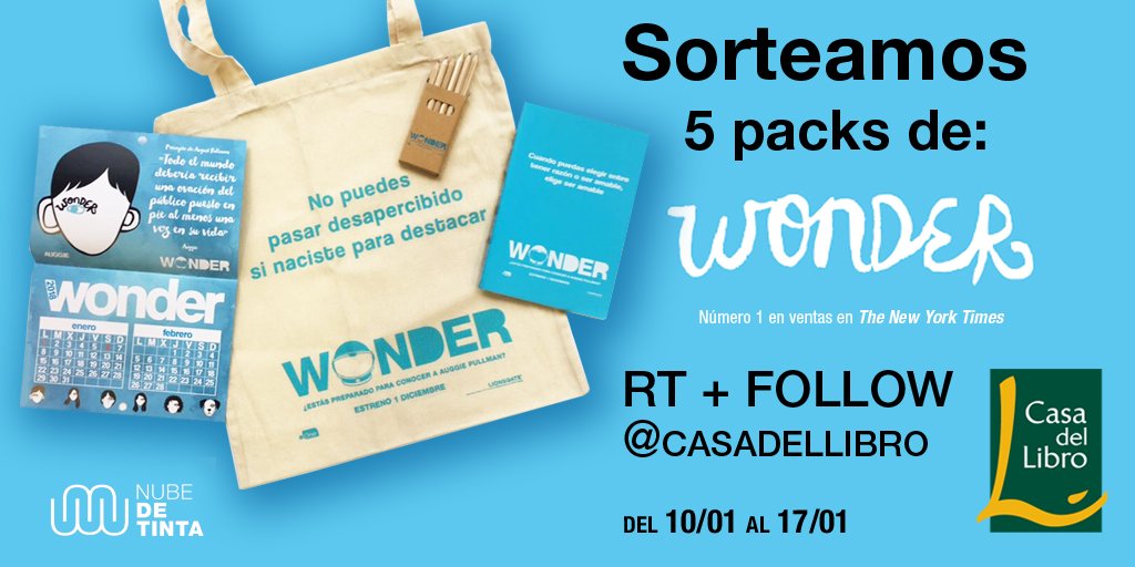 casadellibro's tweet photo. 💙 Un fenómeno mundial que ha inspirado a más de un millón de personas. ¿Quieres un pack de #Wonder? ¡Participa en el #Sorteo!
-----> RT
-----> Follow @casadellibro 
¡Suerte!
@nubedetinta @megustaleer https://t.co/uvNngFQiWK