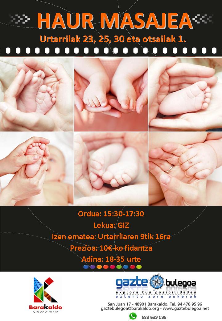 GazteBulegoaBrk's tweet photo. #Kurtso berria hastear dago: #Haur #Masajea. 8 ordukoa eta #doan! Eman izena plazak agortu aurretik!!
#barakaldo #formakuntza https://t.co/zIzvougoEq