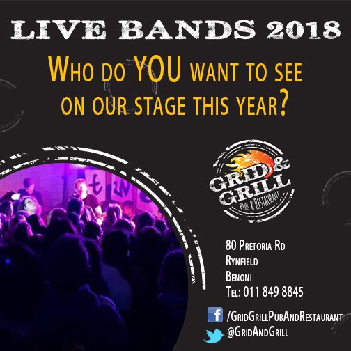 We had some killer ORIGINAL SA BANDS here at The Grid in 2017 - including <a href="/TweakBand/">Tweak</a> , <a href="/FrancoisVanCoke/">Francois van Coke</a> , @Lost_Found_Band , <a href="/BlackCatBonesSA/">The Black Cat Bones</a>, <a href="/CrystalParkZA/">Crystal Park</a>  and many more...
Who would you like to see us host in 2018? Tweet us! :)