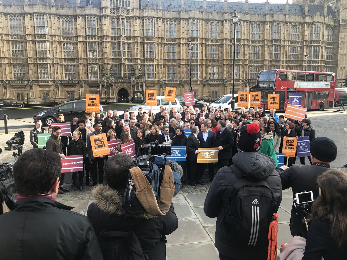 MusicWeek's tweet image. The scene in Westminster right now in support of adopting the #AgentofChange principle to protect small venues. #SaveLiveMusic