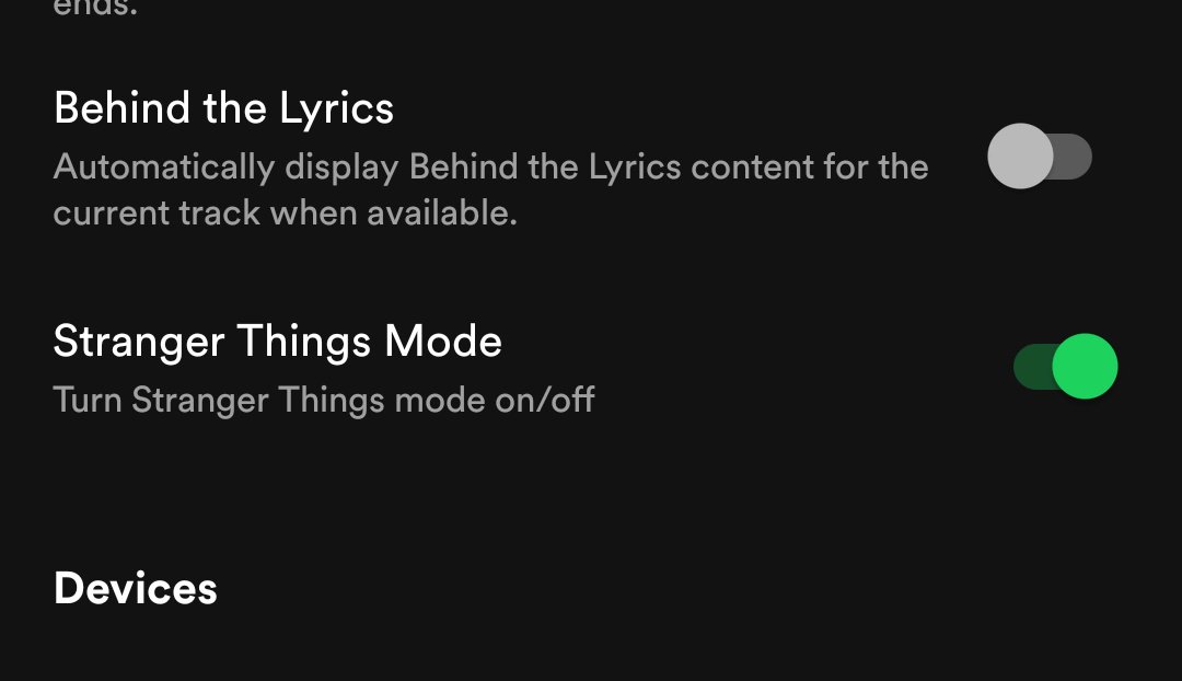 SarahAnneLily's tweet photo. What on earth is "Stranger Things Mode" on @Spotify ? @SpotifyUK #strangerthingsmode #strangerthings #Spotify https://t.co/Eos9Vhw4a5