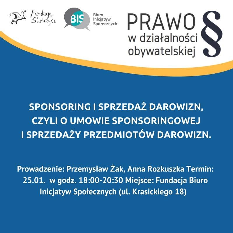 Fundacja Stańczyka (@stanczykorgpl) on Twitter photo 25.01 zapraszamy na koleje spotkanie z cyklu Prawo w działalności obywatelskiej. Prowadzą <a href="/PrzemyslawZak/">Przemysław Żak</a>, Anna Rozkuszka. Udział bezpłatny! Zgłoszenia do 22.01: bit.ly/250118godz18 25.01 zapraszamy na koleje spotkanie z cyklu Prawo w działalności obywatelskiej. Prowadzą <a href="/PrzemyslawZak/">Przemysław Żak</a>, Anna Rozkuszka. Udział bezpłatny! Zgłoszenia do 22.01: bit.ly/250118godz18