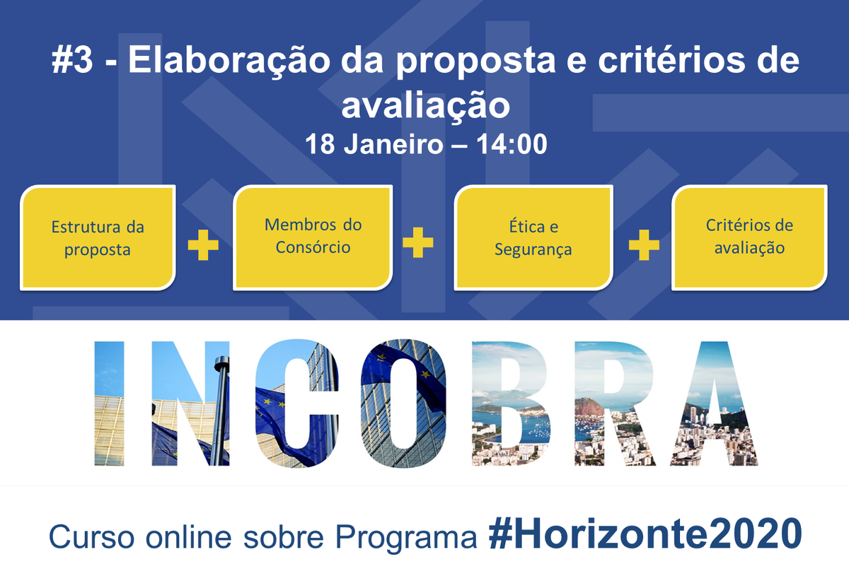INCOBRA1's tweet image. #GuardeAData: O INCOBRA está organizando um curso online para explicar tudo sobre o #Horizonte2020! Próxima sessão: dia 18/1. Vamos falar sobre os detalhes de elaborar uma proposta #H2020. 
Registre-se aqui: goo.gl/dj5UFE
