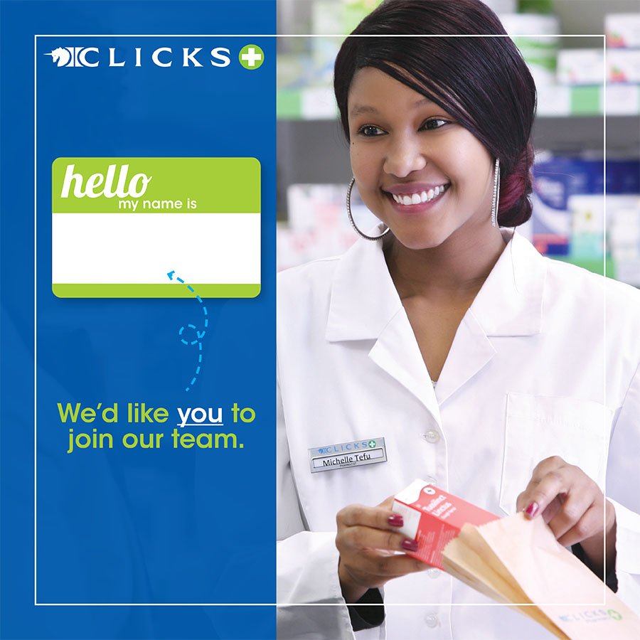 Clicks_SA's tweet photo. Looking for a fresh start? Visit our careers page to see all our current job listings > https://t.co/QMd9O0BIjc https://t.co/Yo60qMrMEH