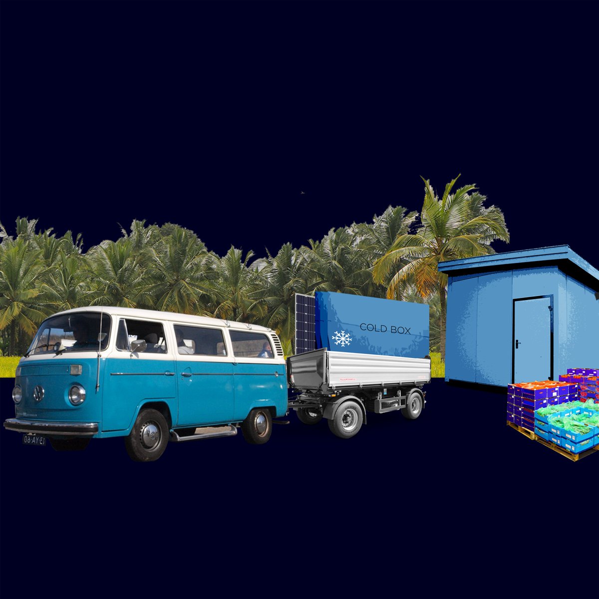 RCA_SD's tweet photo. COLDBOX is a service designed to provide solar-powered, off-grid, sustainable and modular cold storage options to farmers in rural areas. Meet the team; Libby, Anna, Davin, Neta #RCAServDes WIP Show 18th - 21st Jan https://t.co/xZphGq9Hp6
