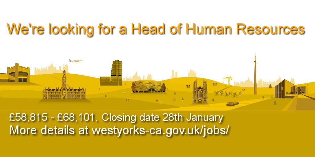 We’re recruiting for a Head of HR £58,815 - £68,101 p.a Leeds City Centre based closing date 28 January - for more details on this and our other job vacancies visit westyorks-ca.gov.uk/jobs/ #jobs #career #work #employment