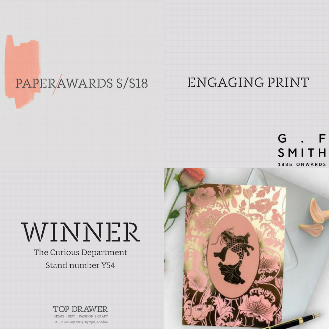 TopDrawerLondon's tweet photo. The #PaperAwardSS18 winners have been announced! Congratulations to @sadlerjonesco winner of #EmotiveDesign, @thecuriousdept winner of #EngagingPrint & @hotchpotchcards winner of #ExcitingUseOfColour! Thank you for all entries and votes https://t.co/MIiZ7TKSBG #TopDrawerSS18 https://t.co/ZeTYngJ9nO