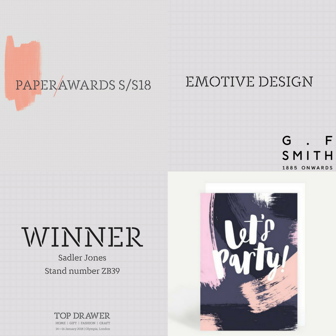 TopDrawerLondon's tweet photo. The #PaperAwardSS18 winners have been announced! Congratulations to @sadlerjonesco winner of #EmotiveDesign, @thecuriousdept winner of #EngagingPrint & @hotchpotchcards winner of #ExcitingUseOfColour! Thank you for all entries and votes https://t.co/MIiZ7TKSBG #TopDrawerSS18 https://t.co/ZeTYngJ9nO