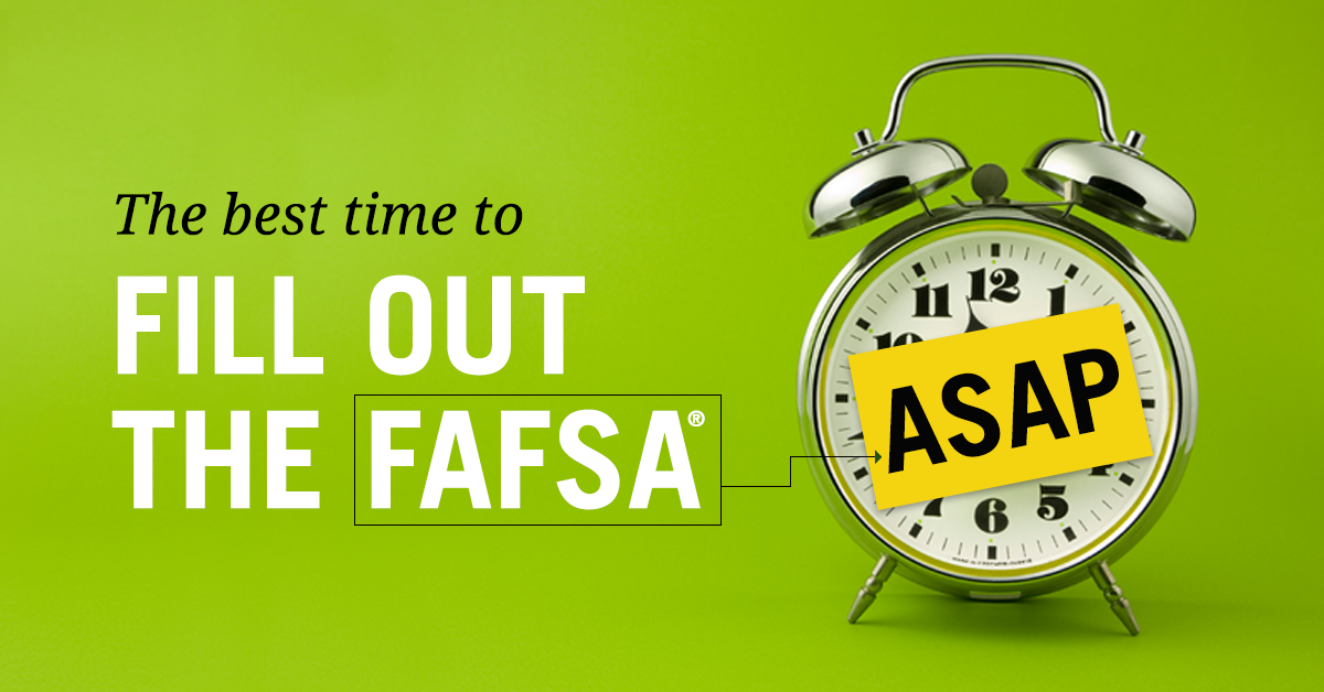 FAFSA's tweet photo. When should you fill out the FAFSA form? Uh, NOW—before it's too late. https://t.co/wdDmg7cr0I #WednesdayWisdom https://t.co/HI6ZsprfVr