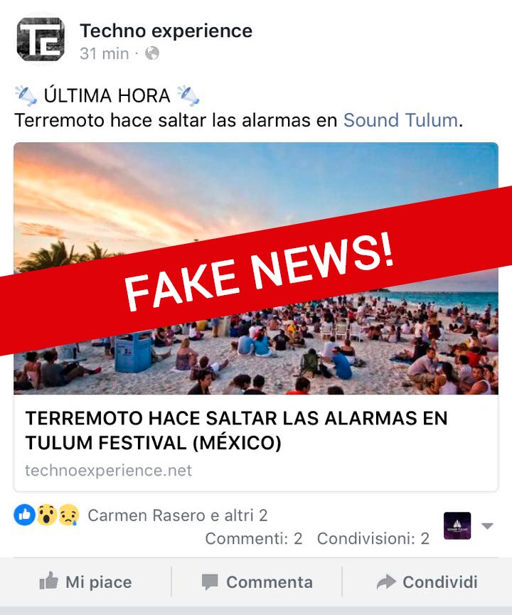 SoundTulum's tweet photo. ¡Atención: Fake News! Desmentimos la noticia de este medio de comunicación, es completamente falsa. El terremoto no ha afectado a la costa del caribe y no hay ningún problema que afecte al Festival. Las siguientes fiestas se llevarán a cabo con normalidad. https://t.co/Q1kpx2k6IB