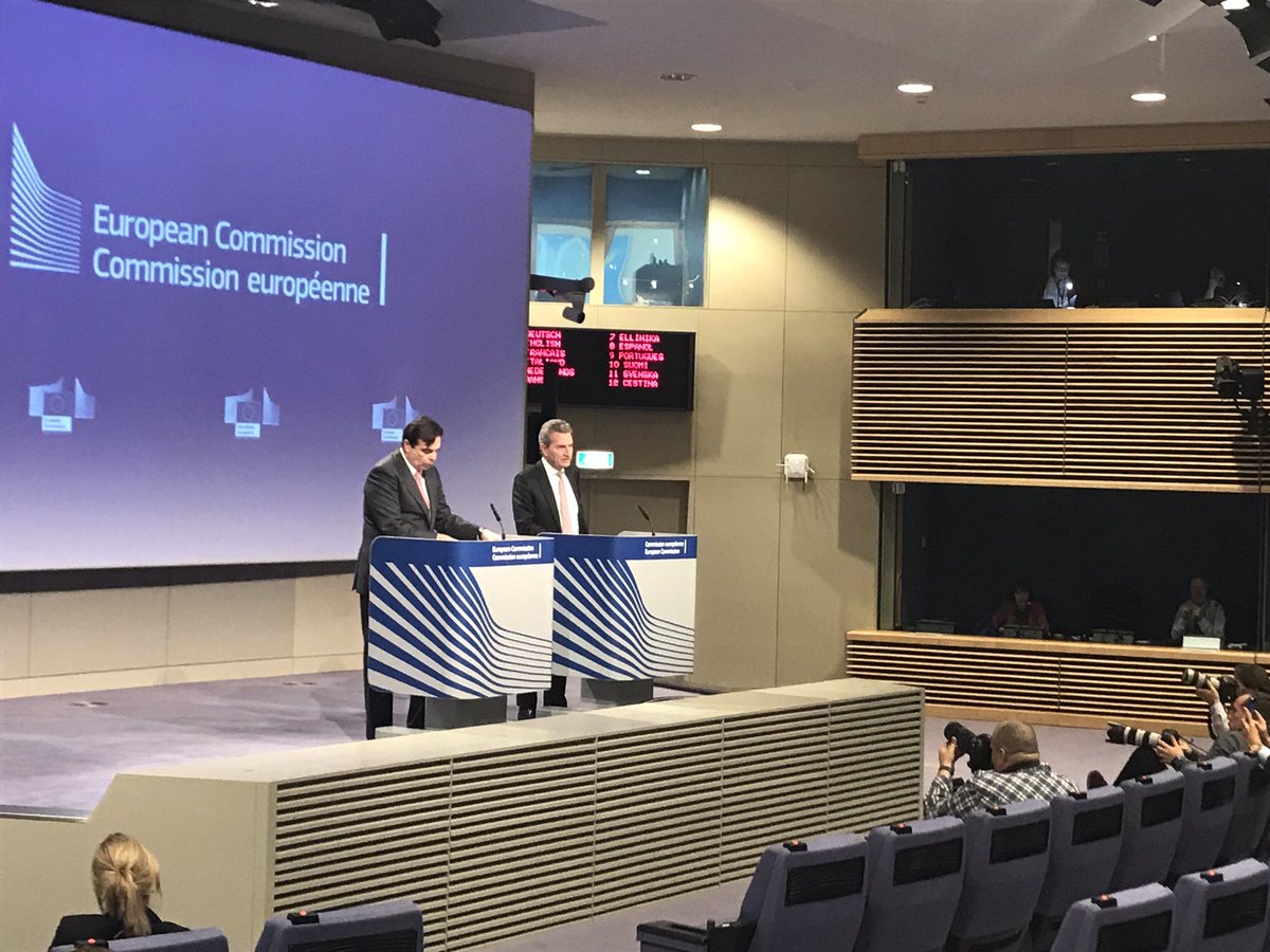 GOettingerEU's tweet photo. Got the backing of my fellow Commissioners: They agreed w/ principle that all existing programmes #EUBudget will be cut + must be tested against #EUaddedvalue. Two programmes excluded from cuts: #Erasmus and #Horizon2020 - youth &amp; research #MFF https://t.co/5YabOwwbqy