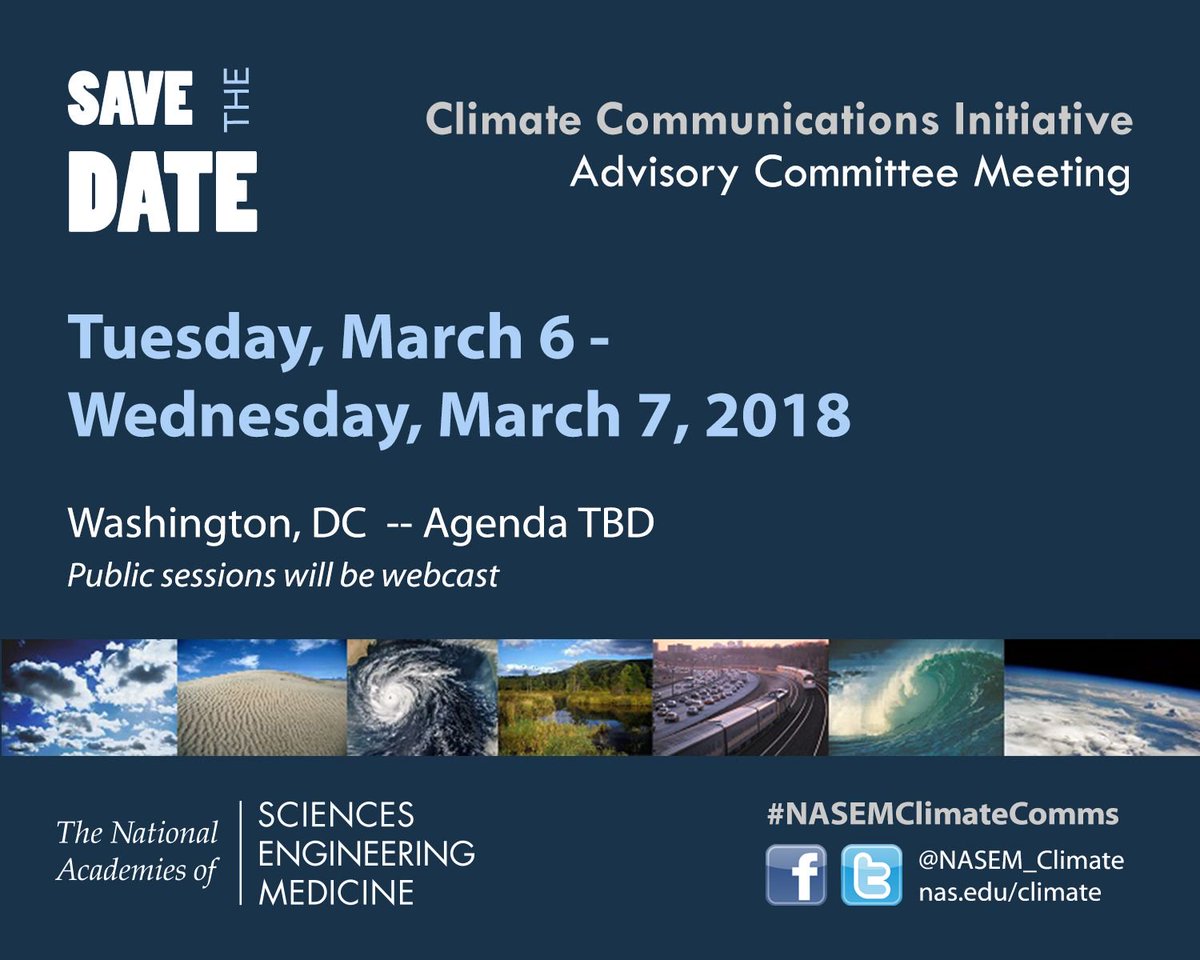 #NASEMClimateComms Advisory Committee: Learn more about the new initiative, project details, member bios, and more: buff.ly/2CLBB9s