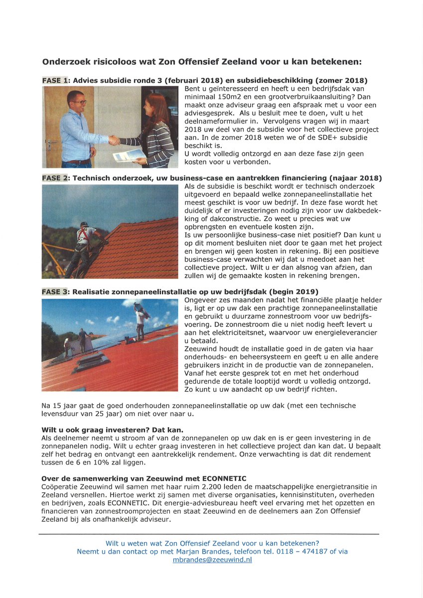 Wilt u ook zonnepanelen op uw bedrijfspand? Neem dan contact met ons op. info@zeeuwind.nl zeeuwind.zonopbedrijfsdaken.nl