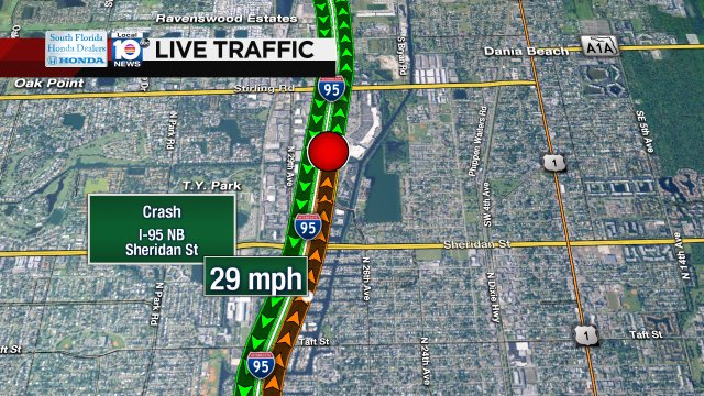 Crash on I-95 NB at Sheridan St #traffic https://t.co/fB6IkSsHTg