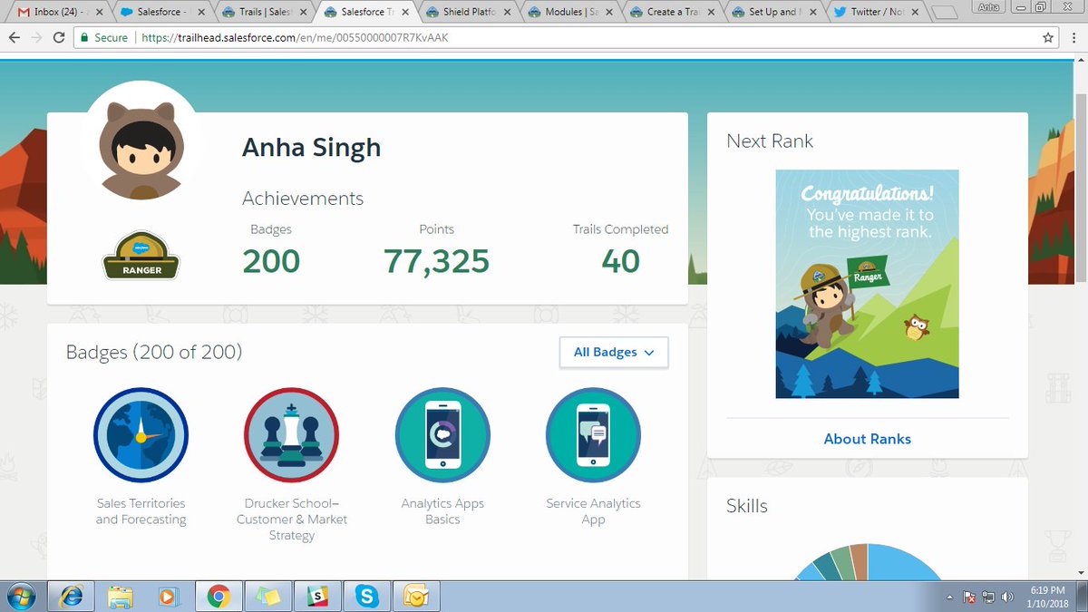 anha_sfdc's tweet photo. Hurray!!! The count has reached to 200 now. I am in that Wow feeling when you completed the double century of the Trailhead Badges. @Trailhead @Salesforce #WIT @sfdcWIT_SaaSnic @kdeepforce #Feeling_motivated #Gaining_Knowledge #More_to_Achieve #Trailhead_motivation. https://t.co/NWHT8W8sGB