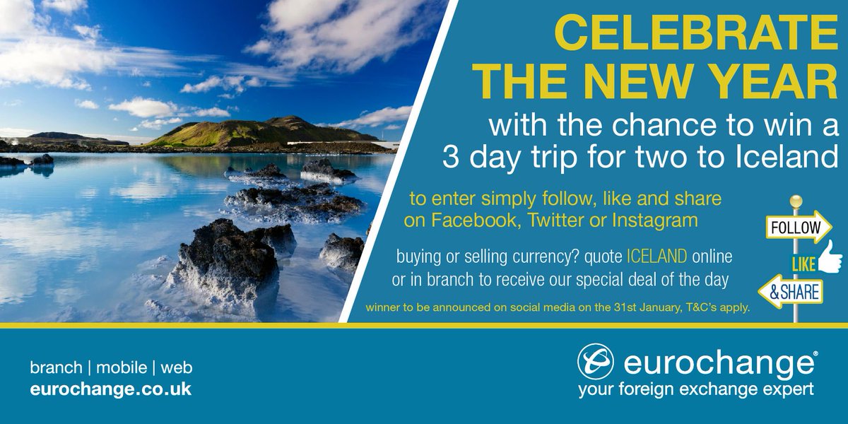 eurochangeFX's tweet photo. Celebrate the New Year with a chance to WIN a trip for two to #Iceland! Simply follow us and like and RT this post to enter our #NewYearGiveaway. T&amp;Cs apply https://t.co/xUzjvcg8JO https://t.co/gsYrlWLmpE