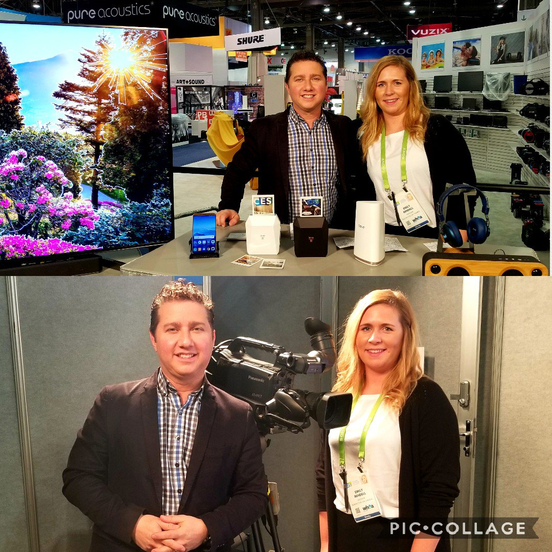 marc_saltzman's tweet photo. Here at #CES2018 at 2am for the second day in a row, for all our TV hits. No rest for the wicked! Fun to hang with @SwervePRInc's @EmilyARendell, producer and floor director extraordinaire! https://t.co/DIfCJpkxbQ