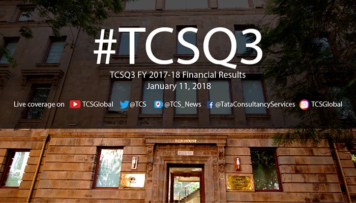 TCS's tweet photo. We will announce the #TCSQ3 FY 2017-18 Financial Results on Thursday, Jan 11, 2018. https://t.co/Mirho3DjdI. https://t.co/9XhCrMScve