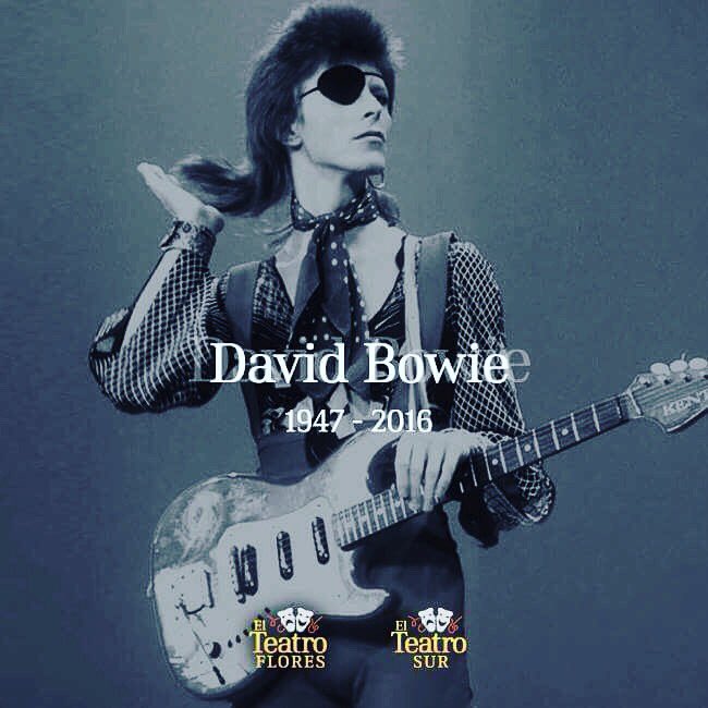 TeatroFlores's tweet photo. ⭐️DAVID BOWIE 1947- 2016⭐️ Hoy se cumplen dos años de la muerte de @DavidBowieReal, un abanderado del #GlamRock. Autor de clásicos como Starman y Space Oddity, el músico británico se convirtió en un icono indiscutible del rock 🎸 https://t.co/cy3OuLQlVy