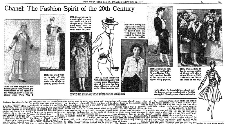 The New York Times Archives on X: Gabrielle 'Coco' Chanel died in