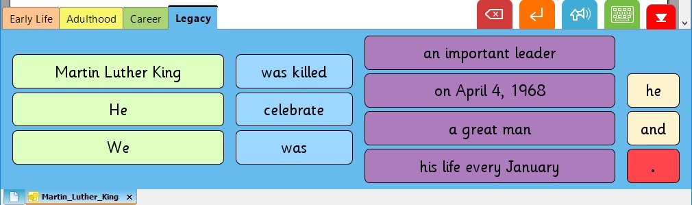Cricksoft's tweet photo. With it being #MartinLutherKingDay next week, help your students understand and write about this American holiday by using LearningGrids resources on the topic! We have Word Banks for #DocsPlus along with Sets for #Clicker7 and #ClickerApps! https://t.co/MOk5X8VVuN https://t.co/y7XCdIYwzu