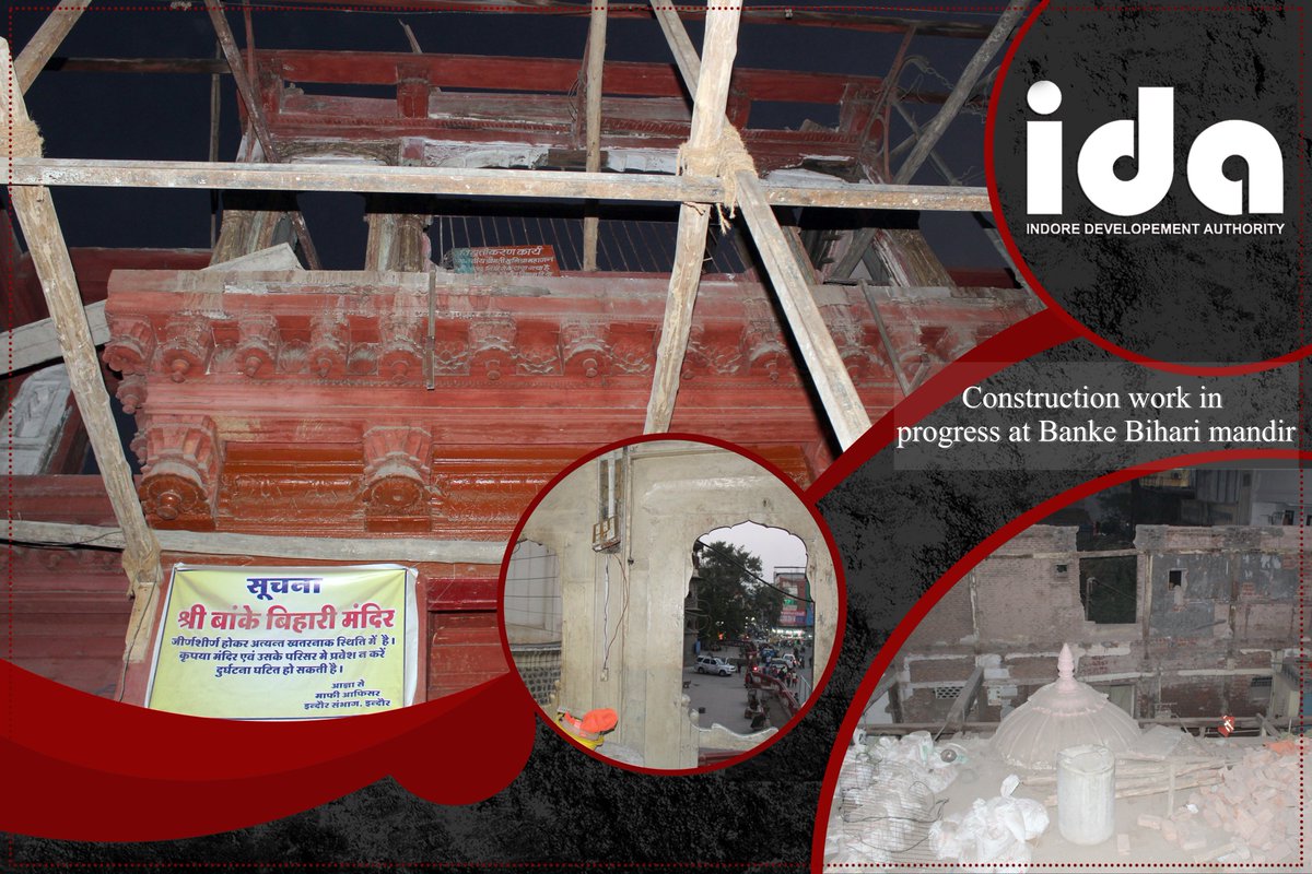 indoreida's tweet photo. Reconstructing Indore's heritage in full swing.. Banke bihari mandir renovation @yashodhararaje  @CMMadhyaPradesh @ChouhanShivraj https://t.co/hduXoFAQxT
