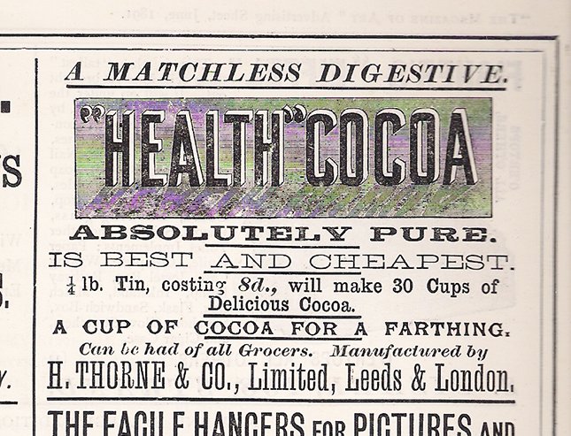 TheStoryboxColl's tweet photo. We may feel like we've indulged in too much chocolate over Christmas but like this advert for "Health" Cocoa from the 1890s though its effects aren't proven! https://t.co/wQdoEBK7cx