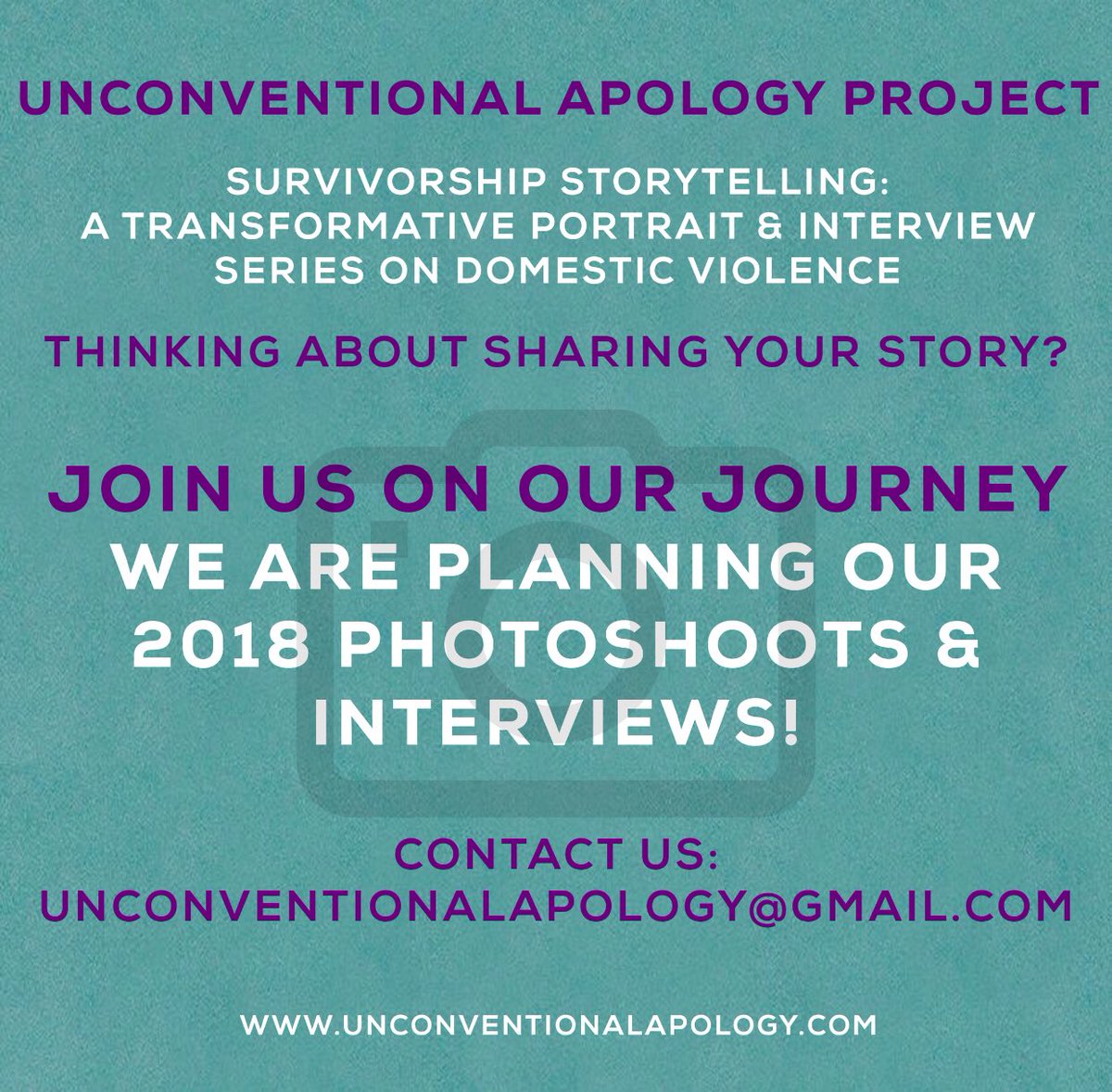 ApologyProject's tweet photo. Join us on our journey! #domesticviolence #DomesticViolenceAwareness #TrailofExistence #storytelling #portraits #interview #photoshoot #love #healing https://t.co/9dRf94hKWI