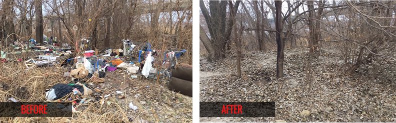 cityoftopeka's tweet photo. Inmate Crews from the @ShawneeCounty Dept. of Corrections cleaned up an area near the north side of the Kansas Avenue Bridge. #TopekaTweetALong https://t.co/cR9vozFLiM