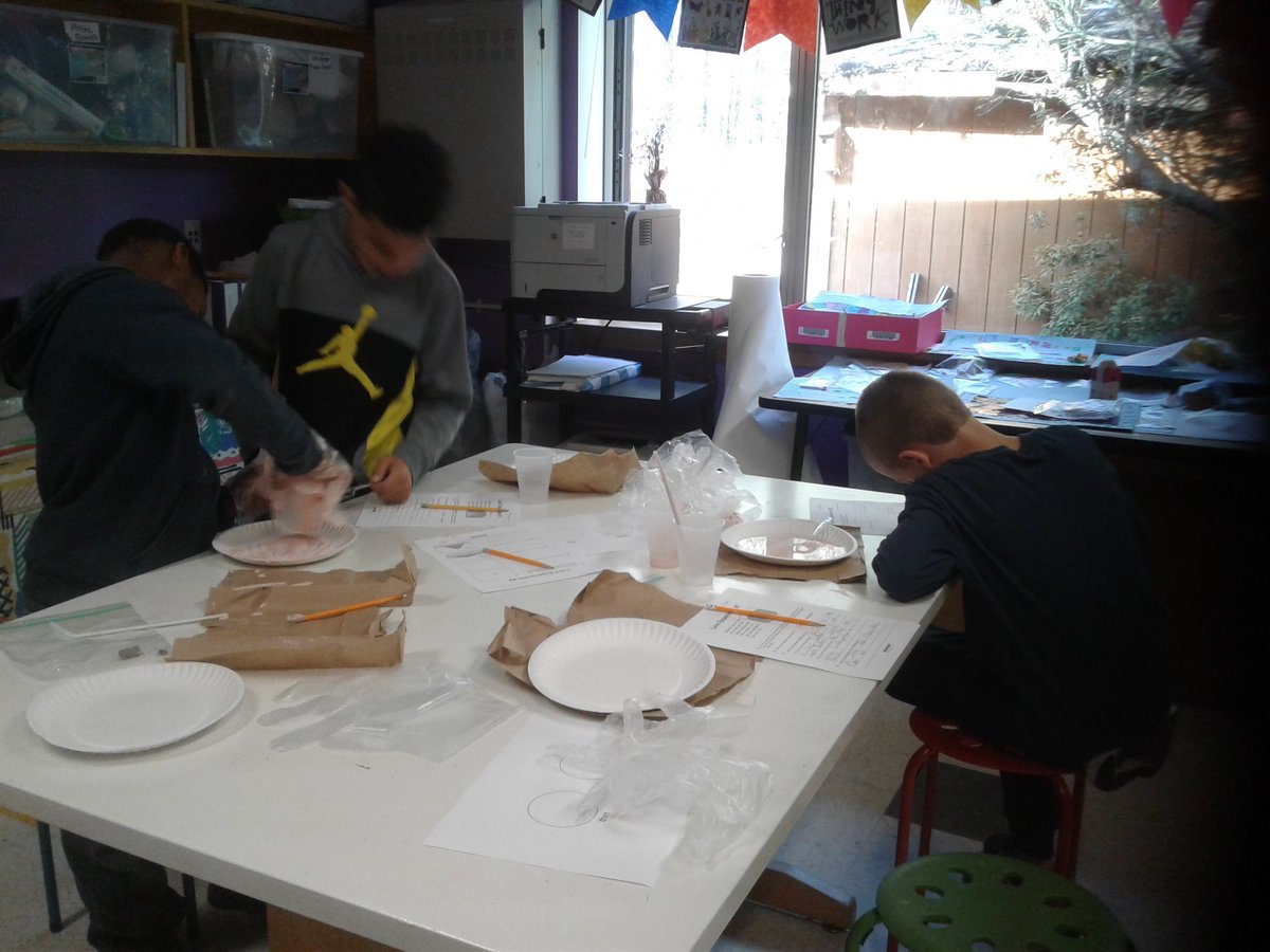 Testing out our "magma" after a lesson on one of earth's amazing changes in Volcanoes