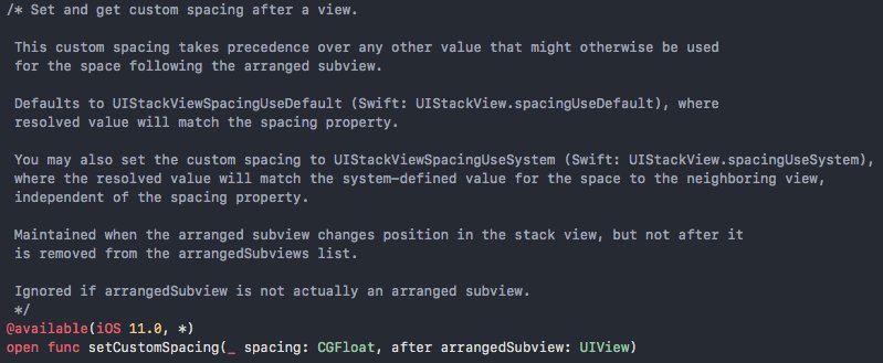 eneko's tweet photo. iOS 11 allows setting custom spacing after a specific view in a UIStackView. Everyone please upgrade to iOS 11, pleaseeee :) #iosdev #ios #ios11 #uistackview https://t.co/FN11CKYlVC