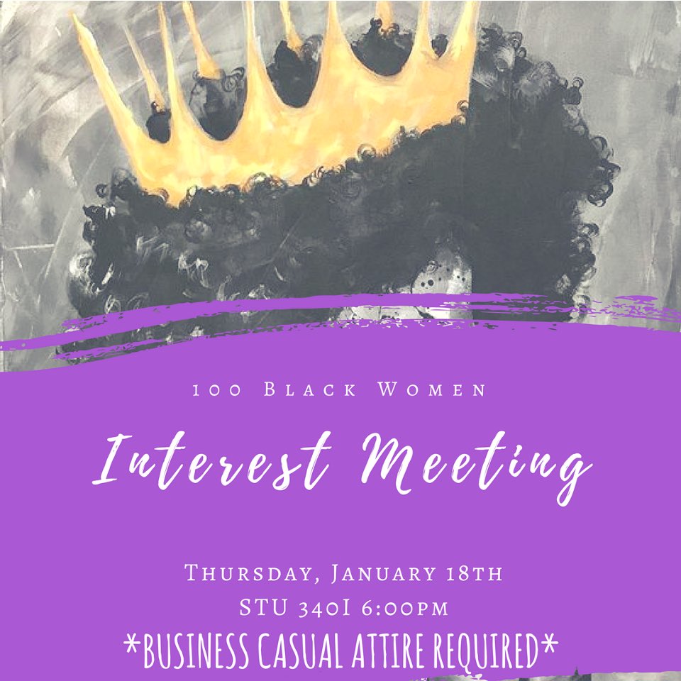 Jordan17OC4's tweet photo. It’s about that time if you’re interested in being a member of 100 Black Women here at UNCC be sure to attend the interest meeting next Thursday! See you there 💜 https://t.co/ECts2yTNAD