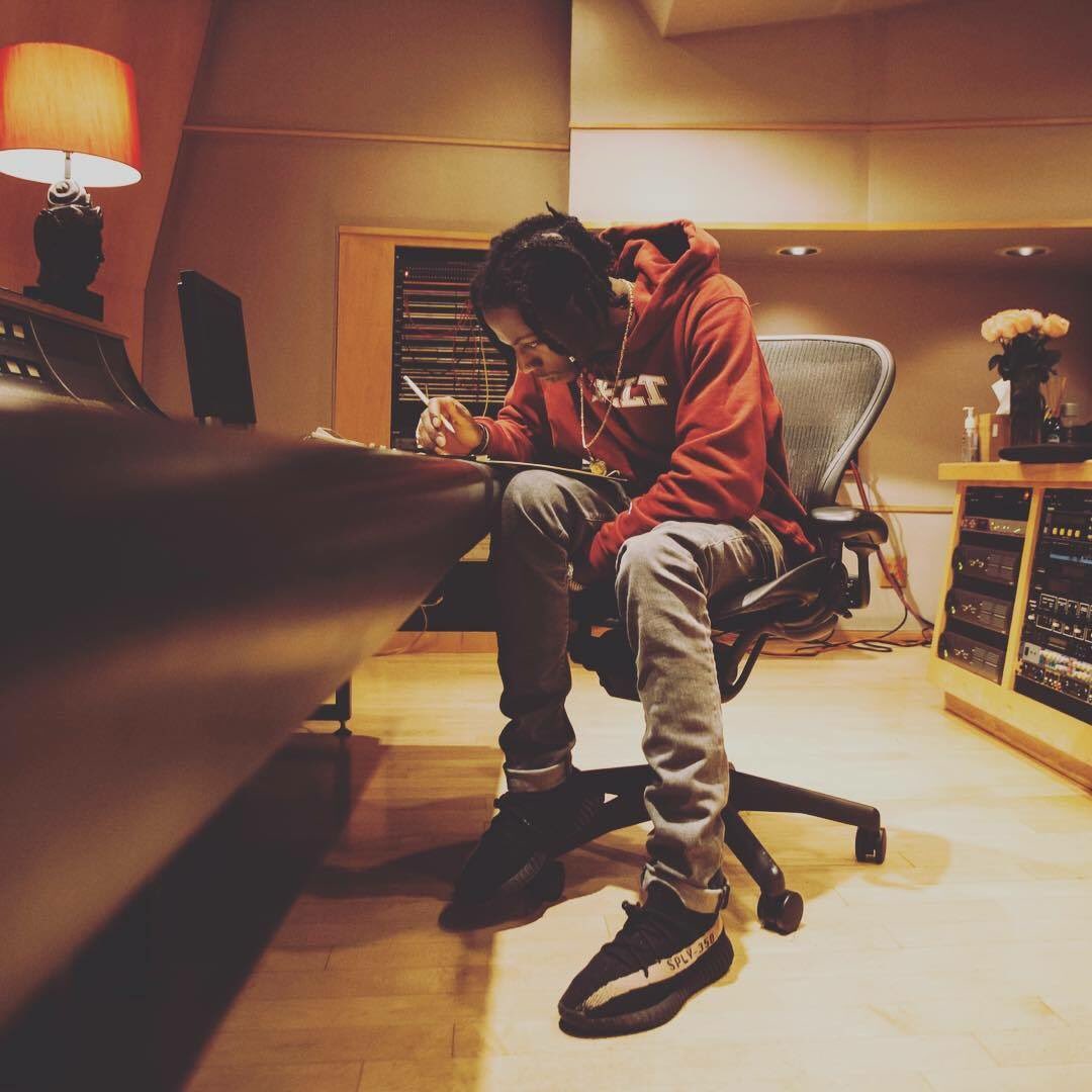 Joey Bada$$ wearing YEEZY 350 v2's