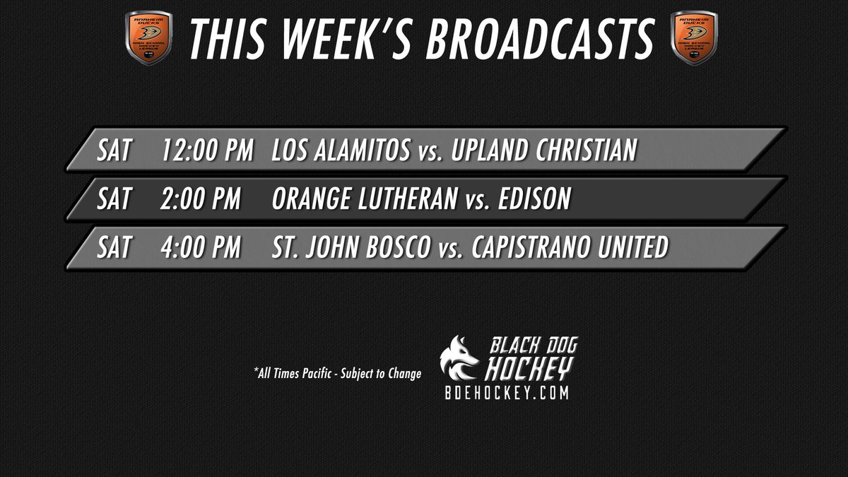 3-game <a href="/ADHSHL/">ADHSHL</a> day <a href="/The_Rinks/">The Rinks & Great Park Ice</a> starts Saturday at Noon!
📺 bdehockey.com
🎙 @Erik_Pessolano #ChuckLejsek #MikePerkins