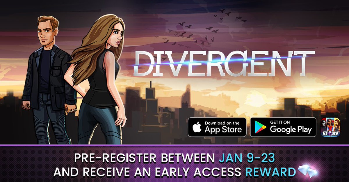 Divergent's tweet photo. Divergent is coming to mobile game Whats Your Story! Play a storyline where YOU decide what happens. Available 1/25! https://t.co/hHujSOp4ae https://t.co/7BueFTvvrW