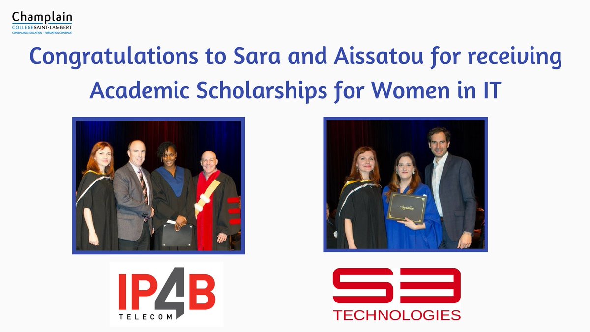 Congratulations once again to the winners of the Women in IT academic scholarships, Sara and Aissatou. Scholarships were generously offered by <a href="/IP4BTelecom/">IP4B Telecom</a> and #S3Technologies. #Education #InformationTechnology