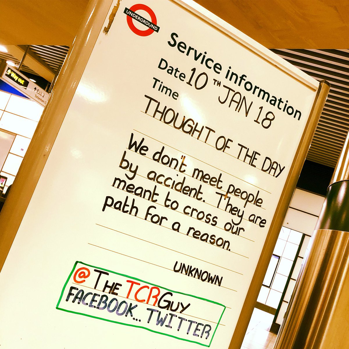 THETCRGUY's tweet photo. #TheTCRGuy #TCRStation #TubeStation #TubeQuotes #Tube #TransportForLondon #TottenhamCourtRoad #TottenhamCourtRoadStation #TCR #TubeLife #LondonUnderground #Underground #NorthernLine #CentralLine ThoughtOfTheDay #Weekday #Wednesday #MeetPeople #Accident #CrossOurPath #ForAReason https://t.co/GffCj1fV5a