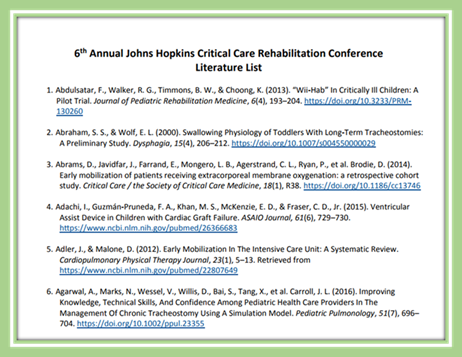 FREE! A 53-page list of 564 references cited in presentations during the 6th Annual Johns Hopkins #icurehab Conference is available now. Visit: bit.ly/icurehab. Thank you @Carrieprice78